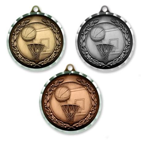     2” Diamond Cut Basketball Medal - Engravable