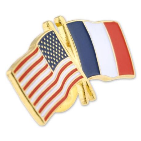     USA and France Flag Pin