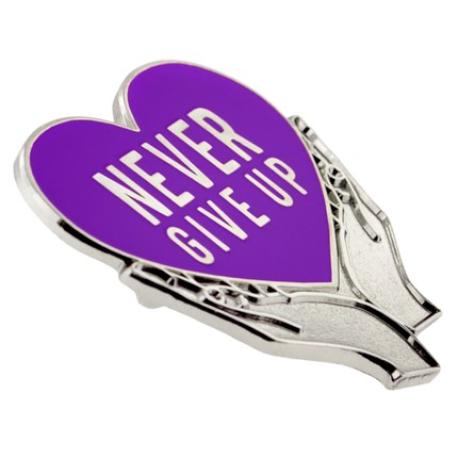     Never Give Up Pin - Purple