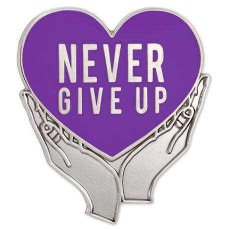     Never Give Up Pin - Purple