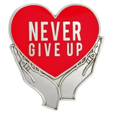     Never Give Up Pin - Red