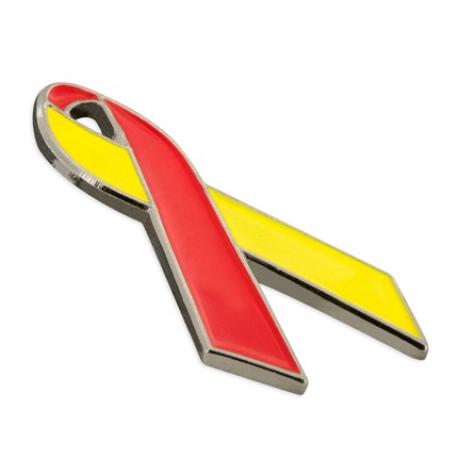     Red and Yellow Awareness Ribbon Pin