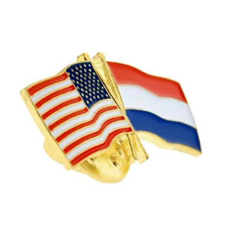     USA and Netherlands Flag Pin