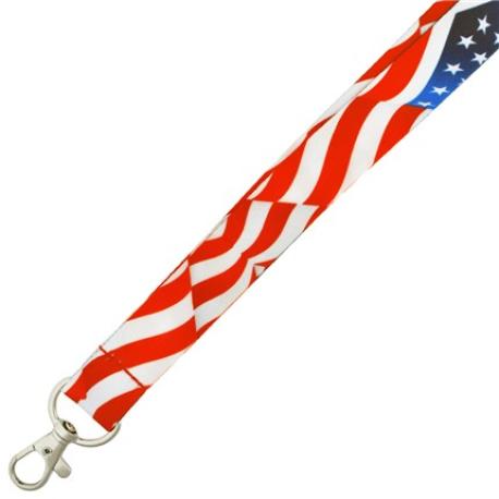     Waving American Flag Lanyard