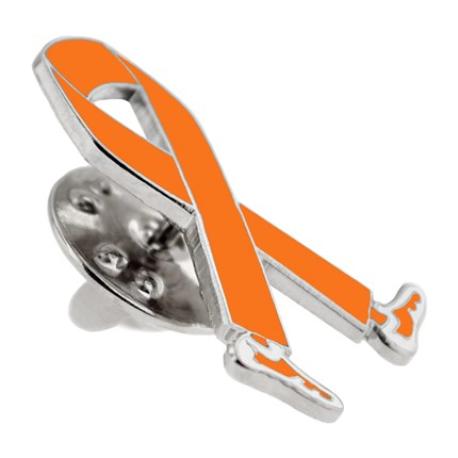     Walking Orange Ribbon Pin