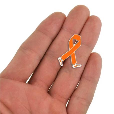     Walking Orange Ribbon Pin