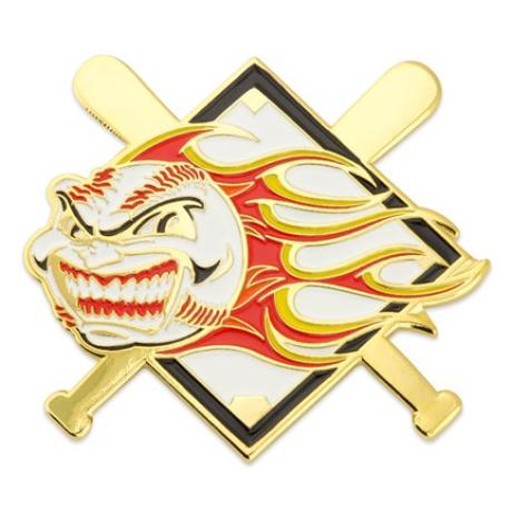     Baseball - Flaming Ball Pin