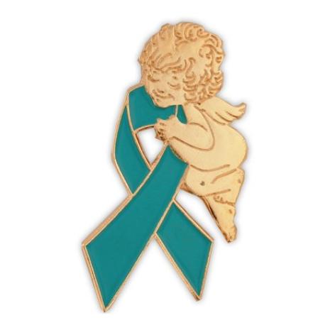     Teal Ribbon Angel Pin