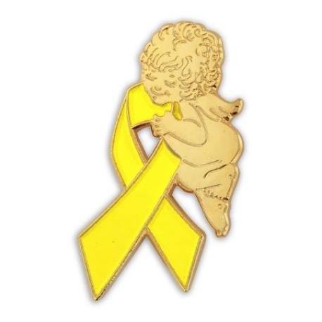     Yellow Ribbon Angel Pin