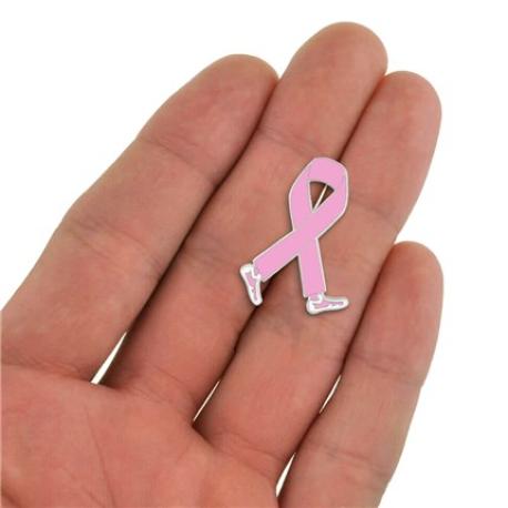     Walking Breast Cancer Ribbon Pin