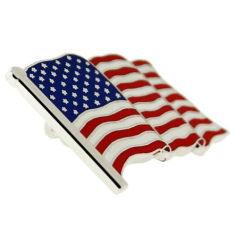     American Flag Cufflinks and Pin Set - Silver