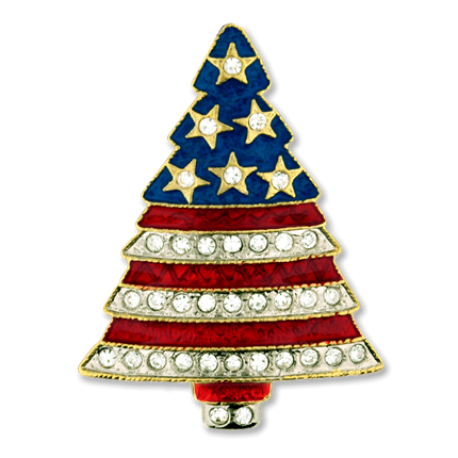     Rhinestone Patriotic Christmas Tree Pin