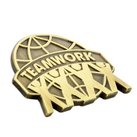     Antique Gold Teamwork Pin