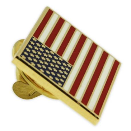     Rectangle American Flag Gold Pin - Made in the U.S.A.