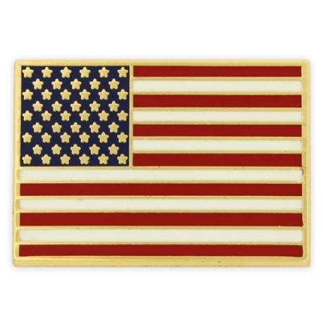     Rectangle American Flag Gold Pin - Made in the U.S.A.