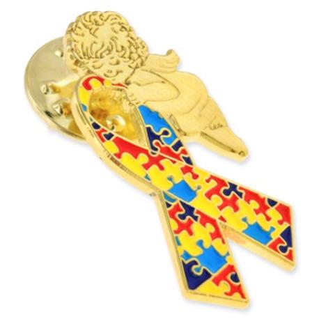     Autism Ribbon Angel Pin