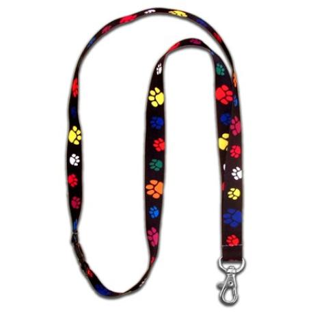     Multi-Colored Paw Print Lanyard