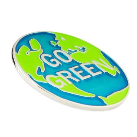     Go Green Pin - World