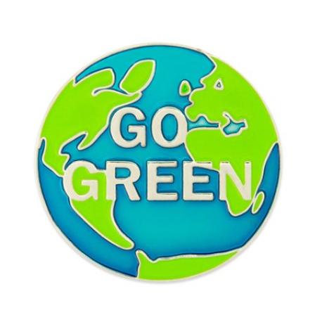     Go Green Pin - World