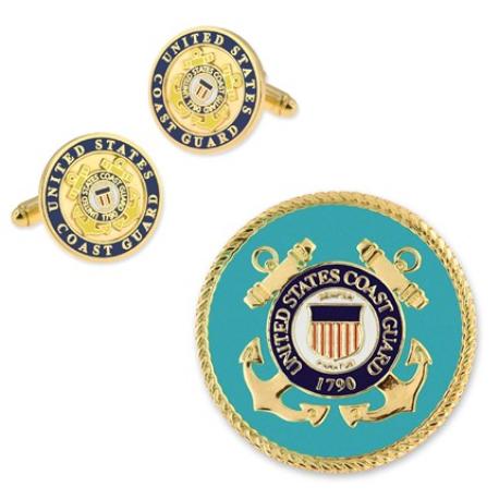     U.S. Coast Guard Cufflinks and Pin Set