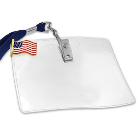     Large Horizontal Badge Holder with Clip