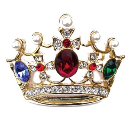     Crown Pin with Colored Stones