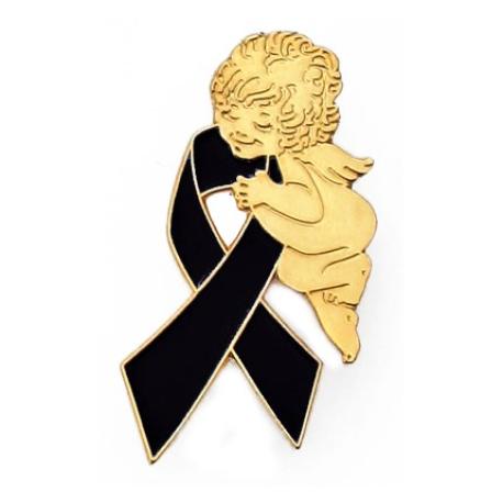     Black Ribbon Angel Pin