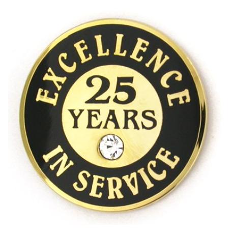     Excellence In Service Pin - 25 Years