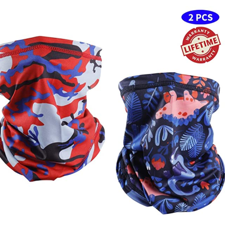     2 PCS Kids Neck Gaiter Face Mask Bandanas Boys Girls Face Scarf for Camping Running Cycling Fishing Sport Hunting